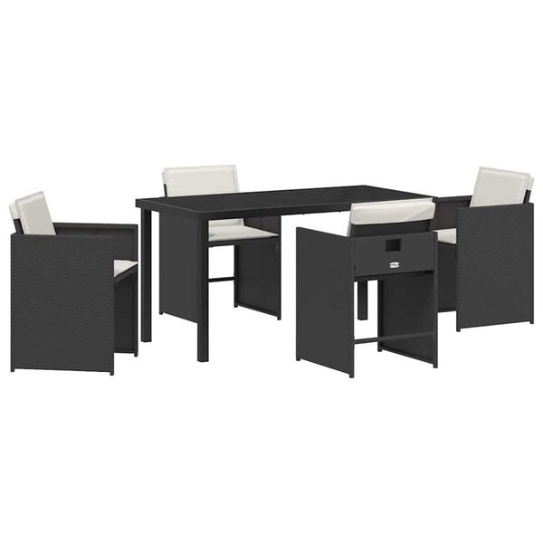 vidaXL Garten Essgruppe 5 pcs Schwarz Poly-Rattan