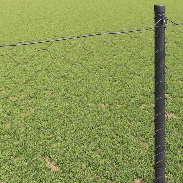 vidaXL Hexagonzaun Grau 1,5 x 50 m PVC