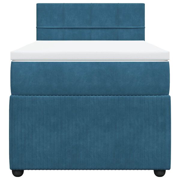vidaXL Boxspringbett mit Matratze Blau 100x200 cm Samt