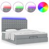 vidaXL Ottoman-Bett mit Matratzen & LEDs Hellgrau 200x200 cm Stoff