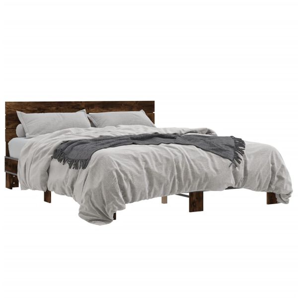 vidaXL Bettgestell R&auml;uchereiche 150x200 cm Holzwerkstoff und Metall