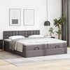 vidaXL Ottoman-Bett mit Matratzen & LEDs Grau 200x200 cm Kunstleder