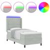vidaXL LED Boxspringbett mit Matratze Argyle Hellgrau 90 x 190 cm Samt