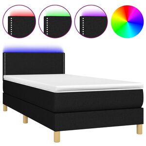vidaXL Boxspringbett mit Matratze & LED Schwarz 80x200 cm Stoff