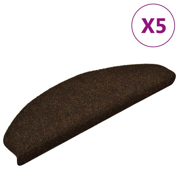 vidaXL Stufenmatten Selbstklebend 5 Stk. 65x21x4 cm Braun Halbrund Gro&szlig;
