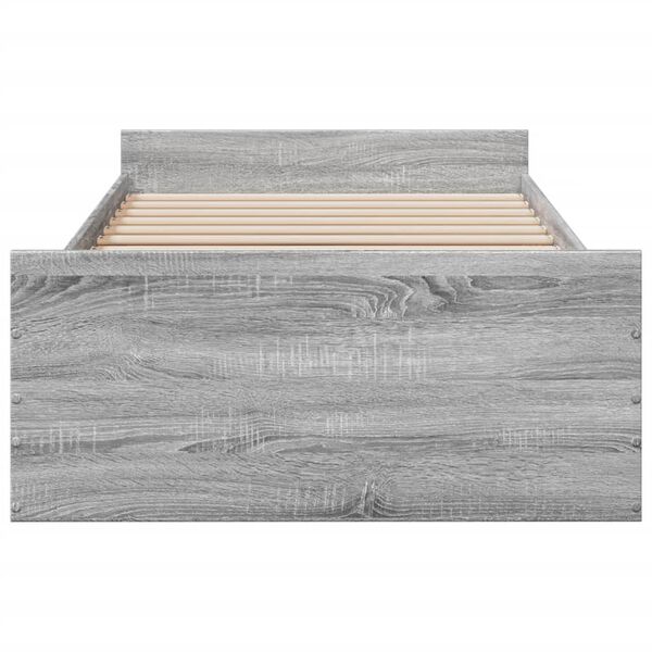 vidaXL Bettgestell mit Schubladen Grau Sonoma 90x200 cm Holzwerkstoff