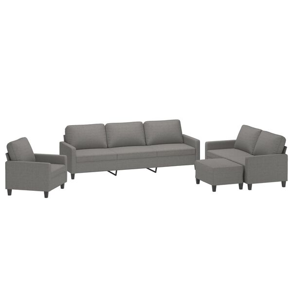 vidaXL 4-tlg. Sofagarnitur mit Kissen Dunkelgrau Stoff