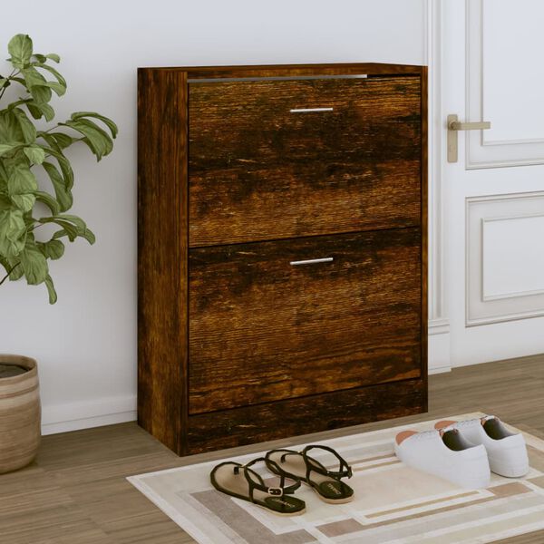 vidaXL Schuhschrank R&auml;uchereiche 63x24x81 cm Holzwerkstoff