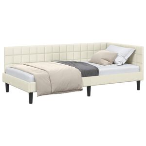 vidaXL Eckbettgestell mit Kopfteil Creme 100 cm x 200 cm Samt