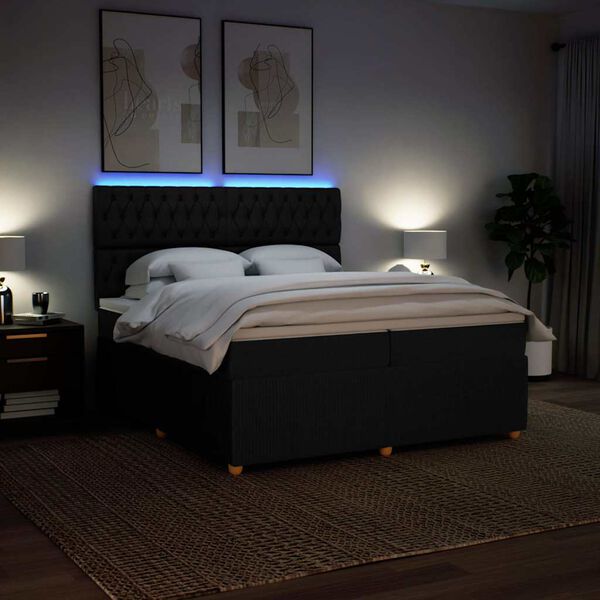 vidaXL Boxspringbett mit Matratze Schwarz 200x200 cm Stoff