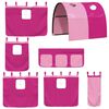 vidaXL Etagenbett mit Rutsche und Gardinen Rosa 90x200 cm