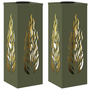 vidaXL Solar LED Weg Licht 2 pcs Olive Gr&uuml;n Kalt gewalzter Stahl