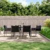 vidaXL 7-tlg. Garten-Essgruppe mit Kissen Poly Rattan und Stahl