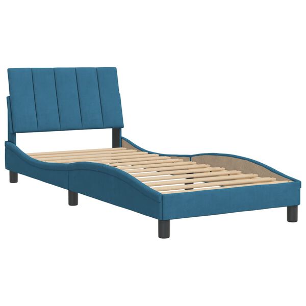 vidaXL Bettgestell ohne Matratze "Hanko" Blau 90x200 cm Samt