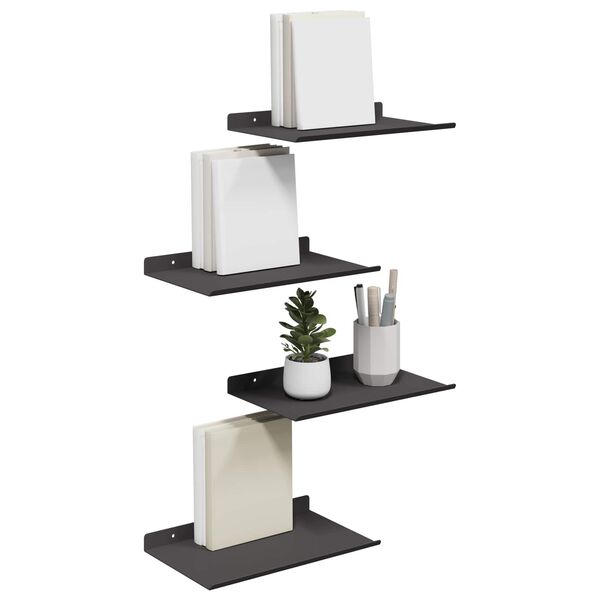 vidaXL Schwebendes Regal 4 pcs Schwarz 30 x 18 x 2,5 cm Stahl