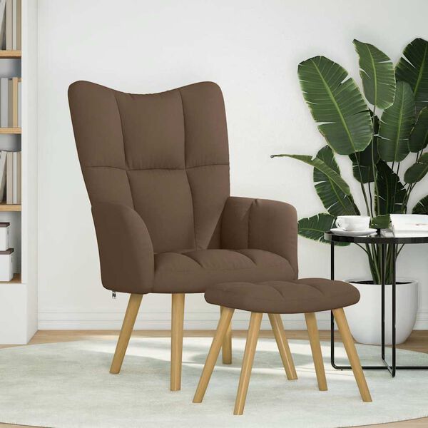 vidaXL Relaxsessel mit Hocker Braun Stoff