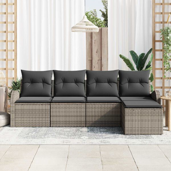 vidaXL Gartensofa-set Grau Poly-Rattan
