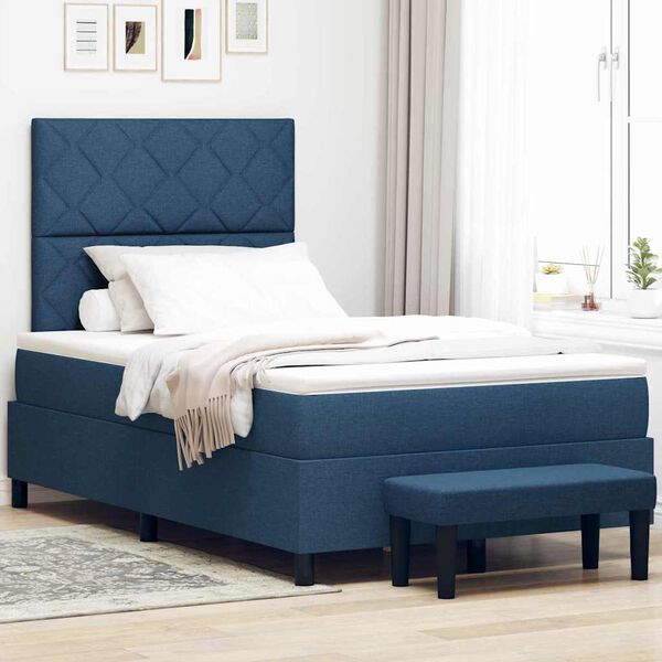 vidaXL Boxspringbett mit Kopfteil Blau 120 x 200 cm Stoff