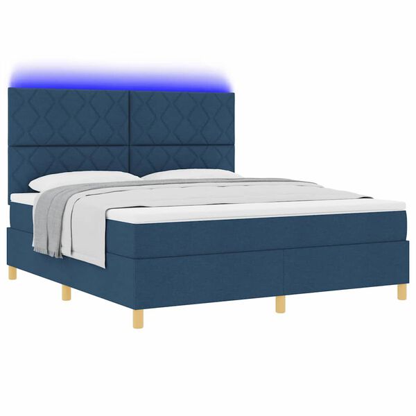 vidaXL Boxspringbett mit Matratze mit Kopfteil Blau 180 x 200 cm Stoff