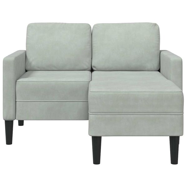 vidaXL 2-Sitzer-Sofa mit Chaiselongue L-Form Hellgrau 125 cm Samt