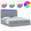 vidaXL Ottoman-Bett mit Matratzen & LEDs Hellgrau 200x200 cm Stoff