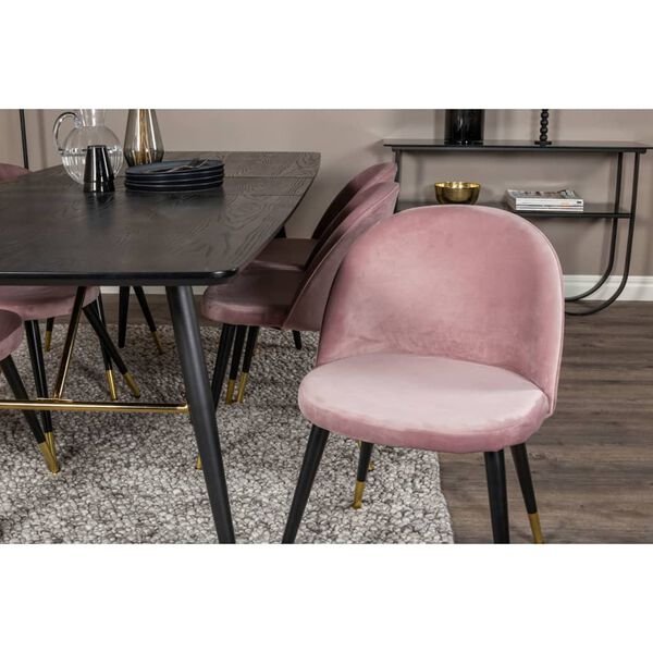 Venture Home Esszimmerst&uuml;hle 2 Stk. Velvet Samt Schwarz Messing Rosa