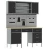 vidaXL Werkbank mit Schubladen 8 pcs Schwarz Ingenieure Holz und Stahl