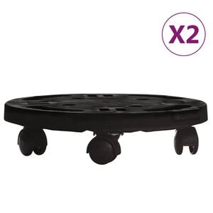 vidaXL Pflanzenroller 2 Stk. 30 cm Durchmesser Schwarz 170 kg