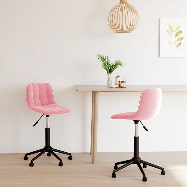 vidaXL Esszimmerst&uuml;hle 2 Stk. Drehbar Rosa Samt
