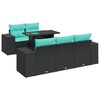 vidaXL 6-tlg. Garten-Sofagarnitur mit Kissen Schwarz Poly Rattan