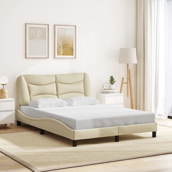vidaXL Bettgestell ohne Matratze "Hvar" Creme 140x200 cm Stoff