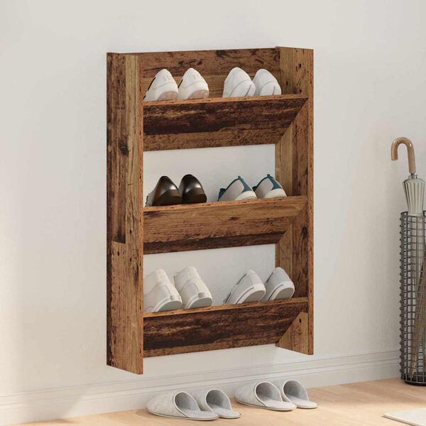 vidaXL Schuhschrank mit Regal Altholz 60 x 18 x 90 cm Holzwerkstoff