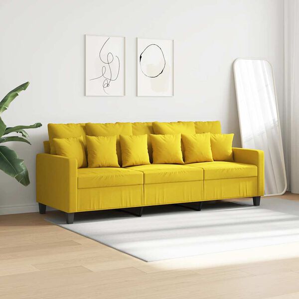 vidaXL 3-Sitzer-Sofa Hellgelb 180 cm Stoff