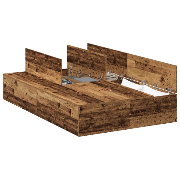 vidaXL Aufbewahrungsbettgestell Altholz 120 x 190 cm Holzwerkstoff