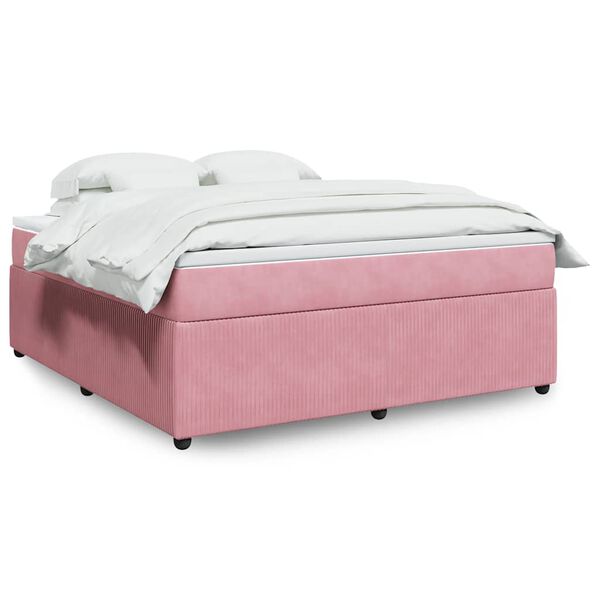vidaXL Boxspringbett mit Matratze Rosa 180x200 cm Samt