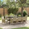 vidaXL Garten Essgruppe mit Kissen 9 pcs Beige Poly-Rattan