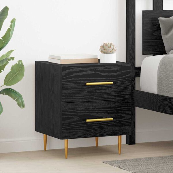 vidaXL Nachttisch Schwarz Eichen-Optik 40 x 35 x 47,5 cm Holzwerkstoff