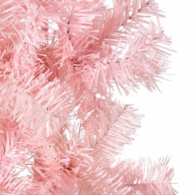 vidaXL Künstlicher Halb-Weihnachtsbaum mit Ständer Schlank Rosa 210 cm