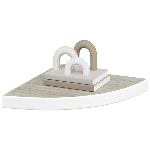 vidaXL Eck-Schweberegale 4 Stk. Eichen-Optik und Wei&szlig; 35x35x3,8 cm MDF