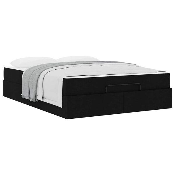 vidaXL Bettgestell mit Matratze mit Matratze 2 pcs Schwarz Stoff