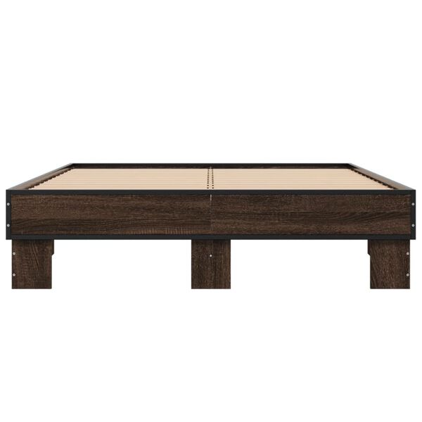 vidaXL Bettgestell Braun Eichen-Optik 140x200 cm Holzwerkstoff Metall