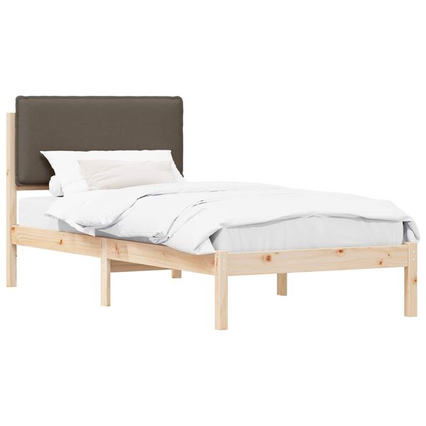 vidaXL Bettgestell mit gepolstertem Kopfteil Taupe 90 x 200 cm