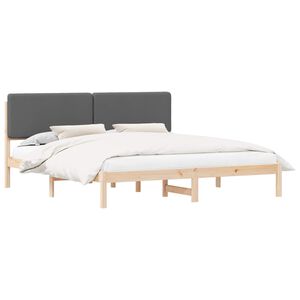 vidaXL Bettgestell mit gepolstertem Kopfteil Dunkelgrau 180 x 200 cm