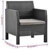 vidaXL 3-tlg. Garten-Lounge-Set mit Kissen PP Rattan Anthrazit