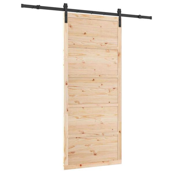 vidaXL Schiebet&uuml;r Braun 90 x 208 cm Massives Kiefernholz