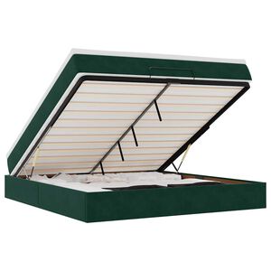 vidaXL Ottoman-Bett mit Matratze Dunkelgr&uuml;n 160x200 cm Samt