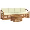 vidaXL Outdoor-Sofagarnitur 5 stk. Natur und Creme Massivholz Akazie