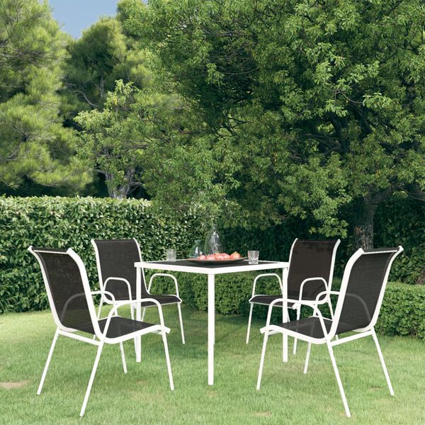 vidaXL 5-tlg. Garten-Essgruppe Stahl Schwarz