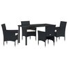 vidaXL Garten Essgruppe mit Kissen 5 pcs Schwarz Poly-Rattan