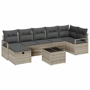 vidaXL Sofa Set 8 stk. 7-Sitzanzahl Hellgrau Poly-Rattan